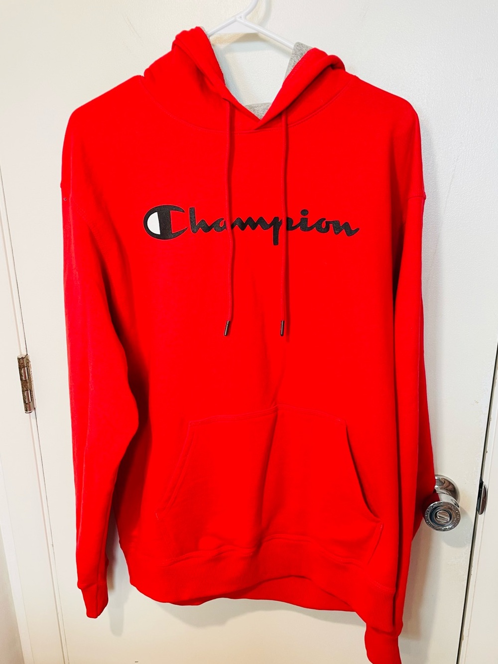 Authentic red Champion mens pullover hoodie sweatshirt sz L